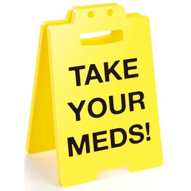 Imagem de MBL Lembrete de medicamentos para pílulas – Sinal Take Your Medics, Dont Forget to Take Your Medics, Caution Desk Sign for Office Desktop Home Bedroom Kitchen