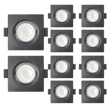 Imagem de 10 Spot De Led Embutir Mr16 Quadrado 6W Preto Bivolt 3000K