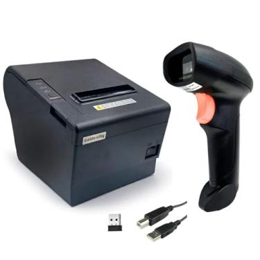 Imagem de Impressora Não Fiscal Térmica 80milímetros + Leitor Boleto Código Sem fio Bivolt