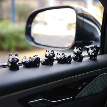 Imagem de 6 peças de estatuetas de resina de gato fofo decoração de interiores de carro acessórios de espelho retrovisor ornamento de painel para micro paisagem vasos de plantas decorações para mulheres meninas