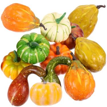 Imagem de JOINPAYA Conjunto de 12 peças de decoração de abóboras artificiais: adereços de modelo de abóbora de espuma de Halloween para decoração de festa de Ação de Graças outono colheita tema fazenda