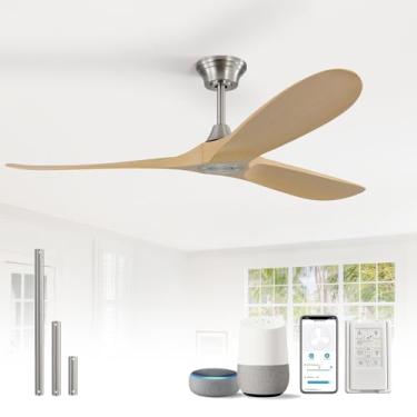Imagem de Sofucor Ventilador de teto inteligente sem luz, ventiladores de teto interno/externo de 152 cm sem luzes, funciona com Alexa/Google, silencioso DC reversível, 6 velocidades, ventilador de teto ABS com