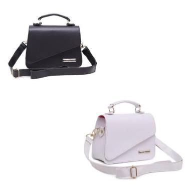 Imagem de Kit bolsa feminina pequena alça tarnsversal - ZBOLSA, Preto, Branco mi