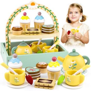 Imagem de Conjunto de festa de chá Airlab Wooden com suporte de cupcake para men