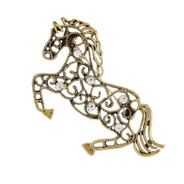 Imagem de Broche de cavalo de filigrana vintage para mulheres, meninas, homens, broches de pônei de cristal delicados, alfinetes de lapela, antigo, zodíaco, ano de nascimento, acessórios para vestidos, Natal