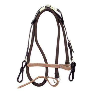 Imagem de Cabeçada e Rédea Para Cavalo Preta Trançada Aplique Zamac Circular Réd
