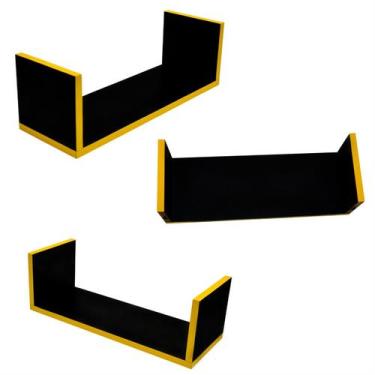 Imagem de Kit 3 Prateleiras U Reforçado De Parede P/ Livros Decoração Objetos - 