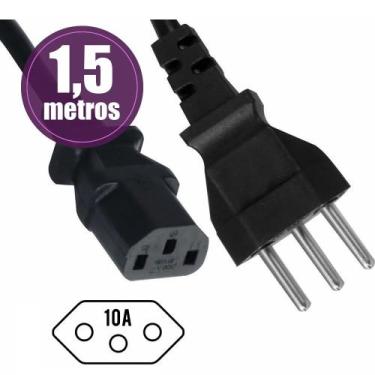 Imagem de Cabo de Força Para Computador 1,5 Metros 10A Padrão Novo - MLS