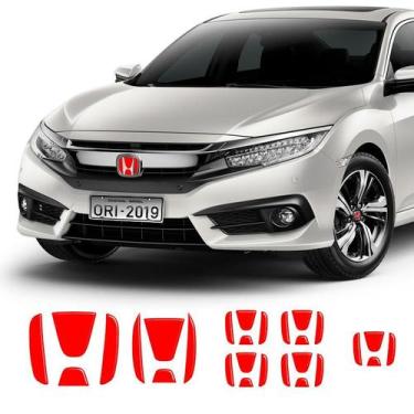 Imagem de Kit Emblemas Civic G10 2017/2019 Aplique Vermelho Refletivo - SPORTINO