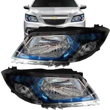 Imagem de Par farol onix 2013 a 2016 mascara negra aro azul - SP ACESSÓRIOS