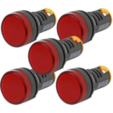 Imagem de Kit 5 sinaleiro led ad22 22mm 220v vermelho stark