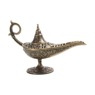 Imagem de IEUDNS Queimador de incenso Aladding Genie Lamp, porta-incenso Wishing Light com tampa, incensário de mesa para aniversário, escritório e quarto
