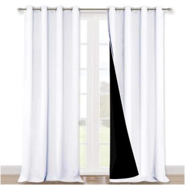 Imagem de Cortinas NICETOWN White 100% Blackout 132x260cm com forro x2