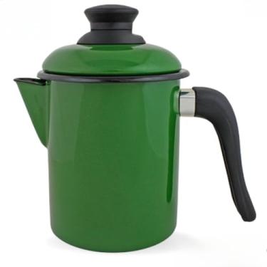 Imagem de Leiteira Esmaltada, Jarra para Ferver Leite, 900 Ml(com Tampa e Bico)(VERDE)