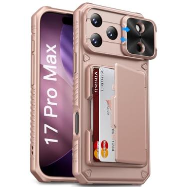 Imagem de Vihibii Capa carteira para iPhone Pro Max com suporte para cartão (4 cartões) [bloqueio RFID] e capa de câmera deslizante, proteção contra quedas de nível militar, traseira robusta e borda de silicone