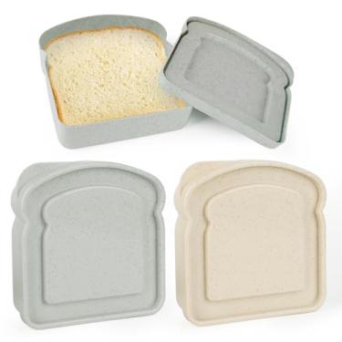 Imagem de Pinsit Recipientes para sanduíche, 2 peças, caixa de torrada fatiada reutilizável, recipiente de suporte de pão para almoço, guardião de sanduíche para adultos, seguro para micro-ondas e lava-louças