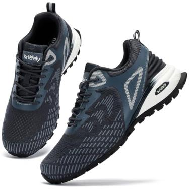 Imagem de Kricely Tênis masculino de corrida em trilha, antiderrapante, para caminhada, tênis moderno, para treino, Azul marinho, 41