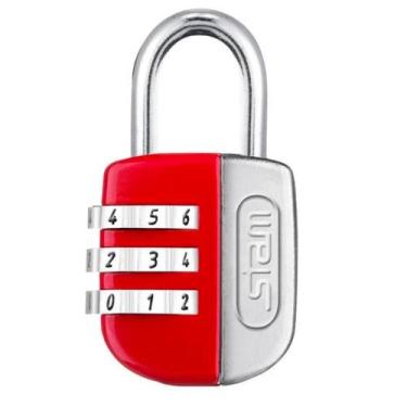 Imagem de Cadeado Colorido Com Senha Para Mala Armário Stam, Vermelho