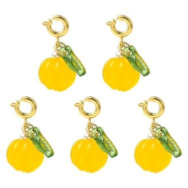 Imagem de Ipotkitt 5 peças de pingentes de abóbora de ágata natural com fechos de mola de latão, pingente de vegetais de Dia das Bruxas para fazer joias faça você mesmo, pulseira, colar, brincos, chaveiros