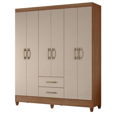 Imagem de Guarda Roupa Casal Panama 6p 153 Cm Carvalho Fendi Moval