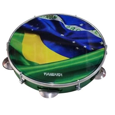 Imagem de Pandeiro 10 Abs Verde Pele Bandeira Brasil