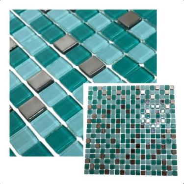Imagem de Pastilha De Vidro Para Banheiro Cozinha Verde Mescla Easy 30x30cm La B