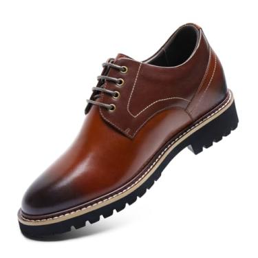 Imagem de CHAMARIPA Sapatos masculinos para aumento de altura – Palmilha de elevação personalizada integrada – Pele de bezerro respirável para uso o dia todo – Sapatos casuais e formais Derby Elevator – Altura
