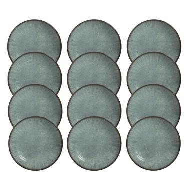 Imagem de Jogo 12 Pratos Fundo Coup Síria Verde Em Cerâmica Alleanza 25cm
