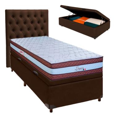 Imagem de Kit Cabeceira + Cama Box Bau  + Colchão Solteiro Molas Ensacadas Legaccy Paropas