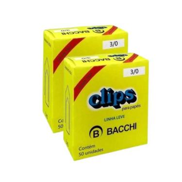 Imagem de Kit 2 Caixa c/50 clips galvanizados 3/0 clipes bacchi papel