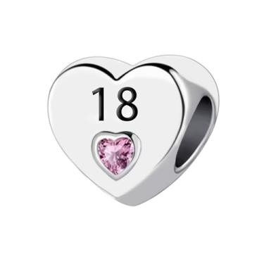 Imagem de JMQJewelry Números 12 13 16 18 21 30 40 50 60 70 Coração Rosa Aniversário Pulseira Compatível com Pandora Charms Bracelet, banhado a cppper, Cobre