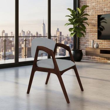 Imagem de Cadeira de Jantar Gabriela em Madeira e Mdf Castanho Linho Cinza