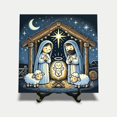 Imagem de Quadro azulejo Natal 15x15cm menino Jesus presépio 25EI