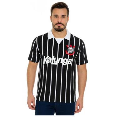 Imagem de Camisa Corinthians Masculina Oficial Kalunga Retrô - FMF, Preto, XG