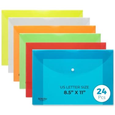 Imagem de FlexOffice 24 envelopes de plástico tamanho legal com fecho de pressão 23 x 30 cm, 6 cores sortidas, organizador de pastas de arquivos para guardar documentos, tamanho A4, carta dos EUA, para material