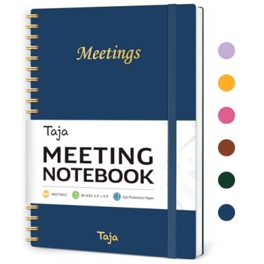 Imagem de Caderno de reuniões para organização do trabalho – Caderno planejador de trabalho com itens de ação, agenda para anotações, 160 páginas (17,5 x 25 cm) organizador de projetos para homens e mulheres