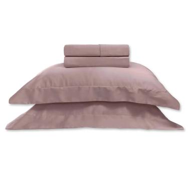 Imagem de Jogo Lencol King 4 Pcs Algodão 300 Fios Platine Bege Bouton