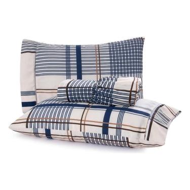 Imagem de Jogo Lençol Casal King 3 Peças Elástico Cama Box Algodão Cor