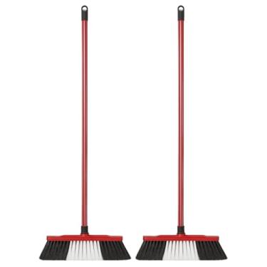 Imagem de Kit 2 Vassouras de Pelo Sintético 40cm com Cabo e Base de Madeira – Leve, Resistente e Eficiente para Piso Liso – Ideal para Limpeza Doméstica Diária em Cozinha, Sala, Quarto e Ambientes Internos