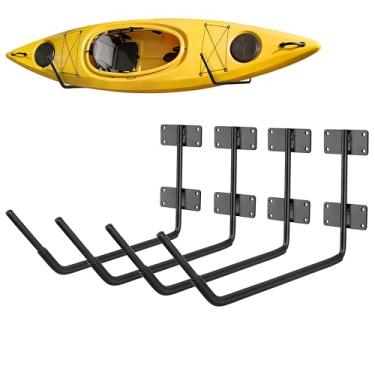 Imagem de RedCall Rack de armazenamento de caiaque, ganchos de montagem de parede de caiaque resistentes para cabides de armazenamento de garagem, ganchos de garagem de 45 kg para canoas, snowboard, prancha de