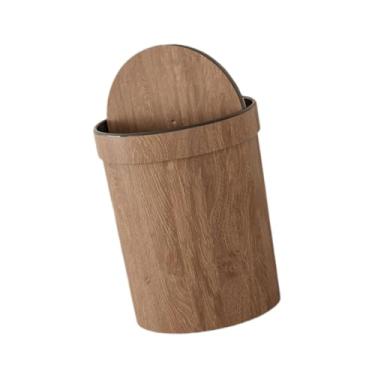 Imagem de Generic Lixeira de banheiro de grande capacidade, recipiente de lixo com imitação de madeira, cesto de lixo para quarto, estudo, banheiro e escritório, L with Lid