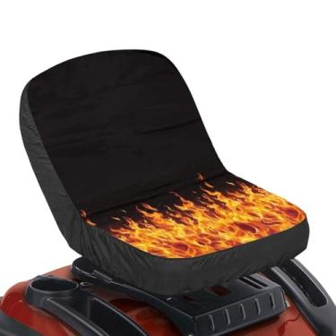 Imagem de Tomeusey Capa de assento para cortador de grama com bolsos, almofada de assento de tratores de impressão de fogo à prova d'água acessórios de trator resistente para veículos agrícolas e industriais