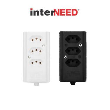 Imagem de Tomada Barra Tripla 2 Polos + T BIAMPER Preta Interneed