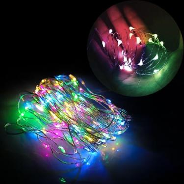 Imagem de Genérico, Cordão Pisca Pisca Led Fio de Fada 20L 2M Bateria Iluminação Natal Casamento Ano Novo Cor:Colorido