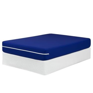 Imagem de Capa para Colchão Casal Lisa com Zíper Malha Gel Reforçada (Azul Marinho)