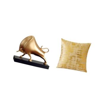 Imagem de Fenteer Escultura de Touro, Decoração para Casa, Decoração de Mesa, Artesanato, Estátua Abstrata de Boi, Estatueta de Gado, Capa de Almofada Elegante, Capa de