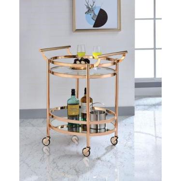 Imagem de Carrinho de servir Ergode Lakelyn Rose Gold Oval 76x55x18 cm