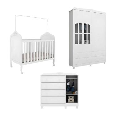 Imagem de Kit Berço Cômoda e Guarda Roupa Peroba Elô Quarto Infantil
