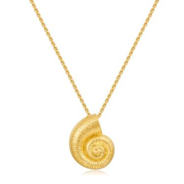 Imagem de CLASSYZINT Colar de concha de ouro para mulheres, colar vintage com pingente de concha do mar, colar de corrente de concha ajustável delicado, Latão, Sem Pedra Preciosa