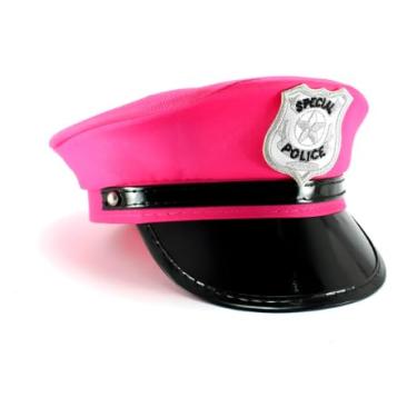 Imagem de Chapéu Temático Tipo Quepe para Fantasia | Acessório para Carnaval, Festas, Halloween e Eventos Temáticos | Confortável, Estiloso e Durável (Polícial Rosa)